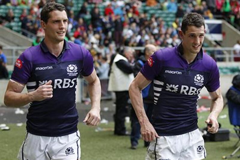 Lewis Young, right, and his twin brother Gregor represented Scotland on Saturday. Ian Kington / AFP