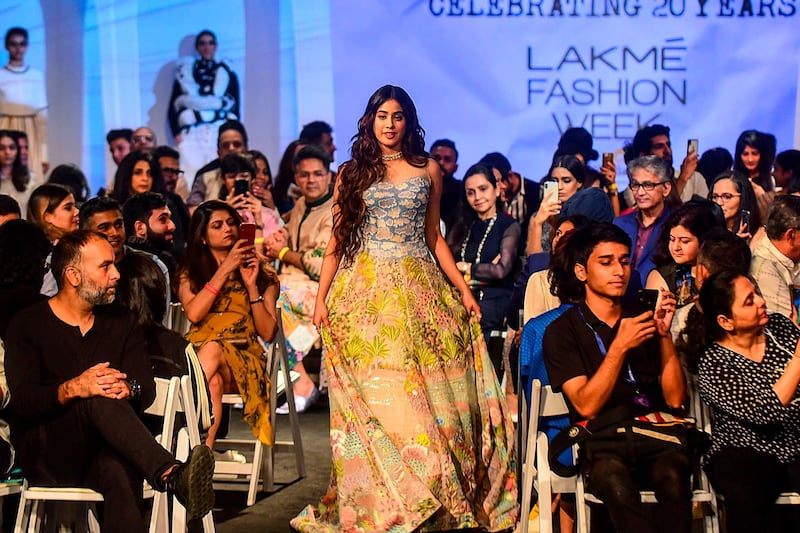 Bollywood actress Janhvi Kapoor at the Lakme Fashion Week 2020 Summer Resort fashion show in Mumbai. AFP