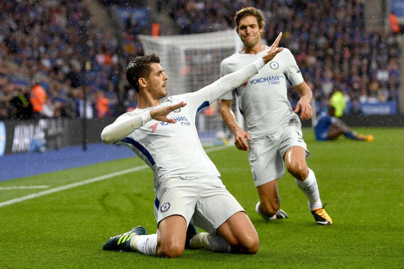 Alvaro Morata celebrates scoring Chelsea's first goal. Michael Regan / Getty Images