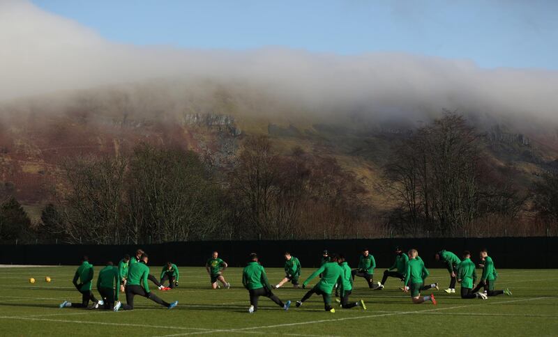 Players from Scottish football club Celtic at Lennoxtown Training Centre in Glasgow, on Wednesday, November 27. Reuters