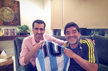 Tariq Al-Sharabi with Diego Maradona in his Villa in Dubai. Courtesy Tariq Al-Sharabi