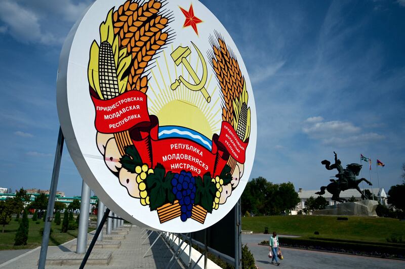 The coat of arms of Transnistria, Moldova's pro-Russian breakaway region. AFP