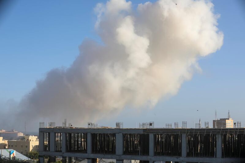 Smoke billows from the scene of a car bombing, part of an attack on the Afrik Hotel in Mogadishu that was claimed by the Somali militant group Al Shabab. Reuters
