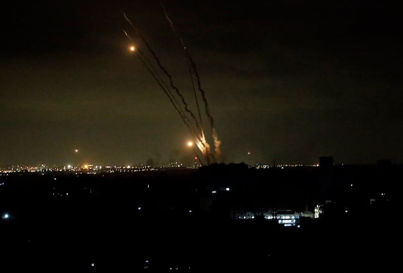 Rockets are fired from the Gaza Strip towards Israel by the Al Qassam Brigades, the military wing of Hamas. EPA