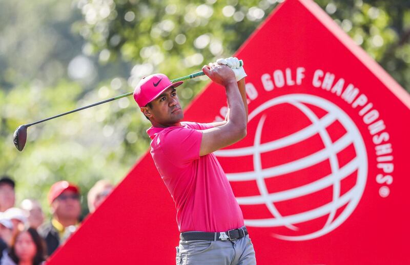 Tony Finau of the US plays a shot during the third round of the WGC-HSBC Champions golf tournament in Shanghai on October 27, 2018. China OUT
 / AFP / OSPORTS / OSPORTS
