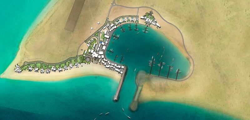 The masterplan for Sir Bu Nuair Island, above, the first integrated tourism project within Sharjah’s islands and one of the most important marine protected areas in the UAE. Courtesy Shurooq
