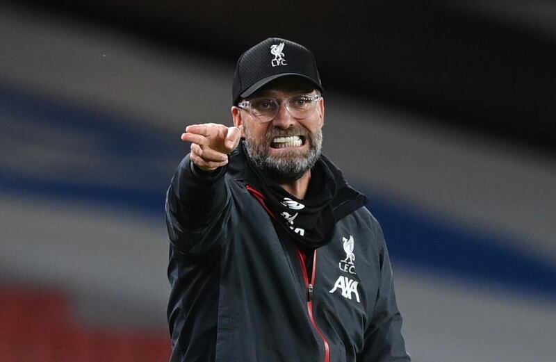 Liverpool manager Jurgen Klopp urges his team on. Reuters