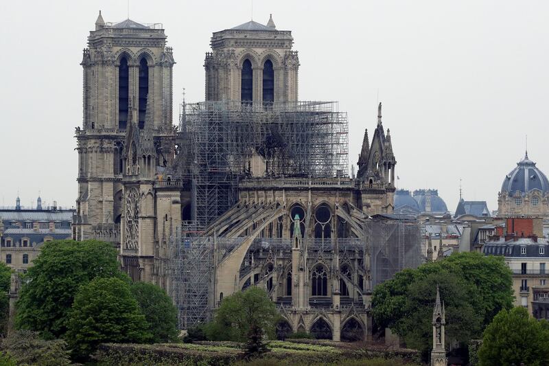 A view shows Notre-Dame Cathedral after a massive fire devastated large parts of the gothic gem in Paris, France April 16, 2019.   REUTERS/Gonzalo Fuentes