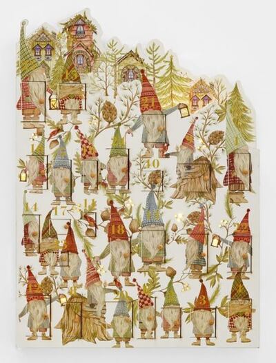 This wooden Advent calendar decorated in traditional gnomes is perfect for filling up with the tiny treats of your choice. Photo: Pottery Barn