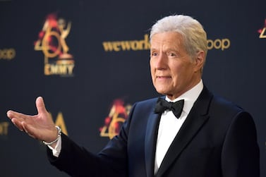 FILE - Alex Trebek poses in the press room at the 46th annual Daytime Emmy Awards on May 5, 2019 in Pasadena, Calif. More than two months after Trebek's death, fans of "Jeopardy!" finally got the chance to say goodbye. A video tribute to the host opened the Friday, Jan. 8, 2021 episode of the quiz show, the final one that Trebek taped before pancreatic cancer claimed his life on Nov. 8. (Photo by Richard Shotwell/Invision/AP, File)