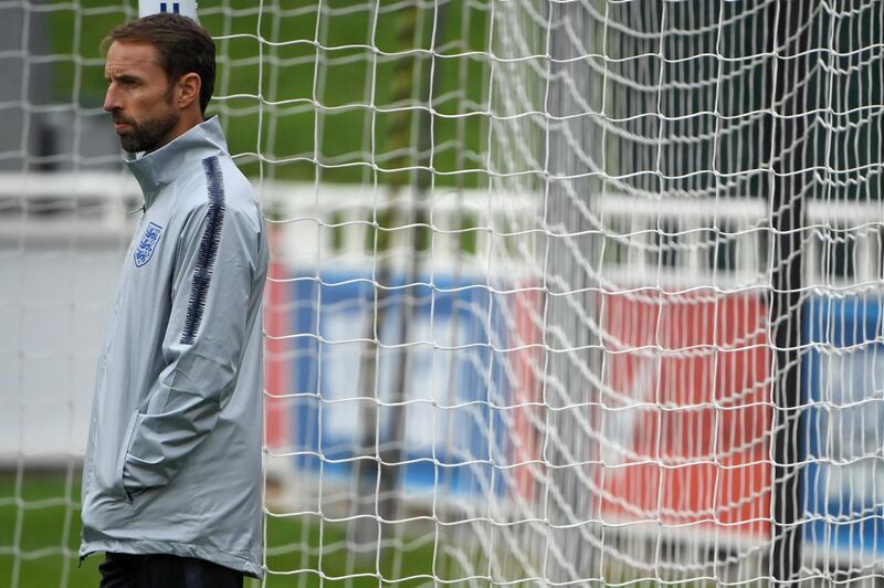 England's manager Gareth Southgate takes part in an open training session. AFP