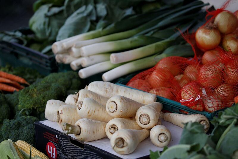 Vegetables are seen for sale on a fruit and vegetable stall at Alsager market, Stoke-on-Trent, Britain, August 7, 2019. REUTERS/Andrew Yates