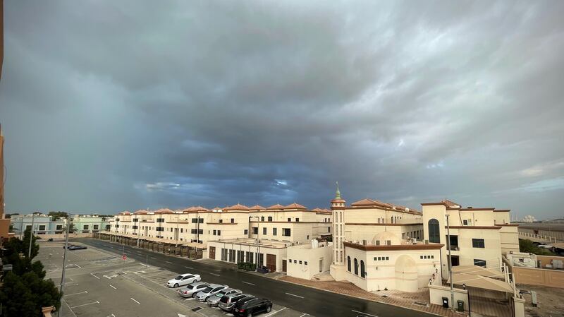 Dark cloudy sky in Al Muntazah, Abu Dhabi.