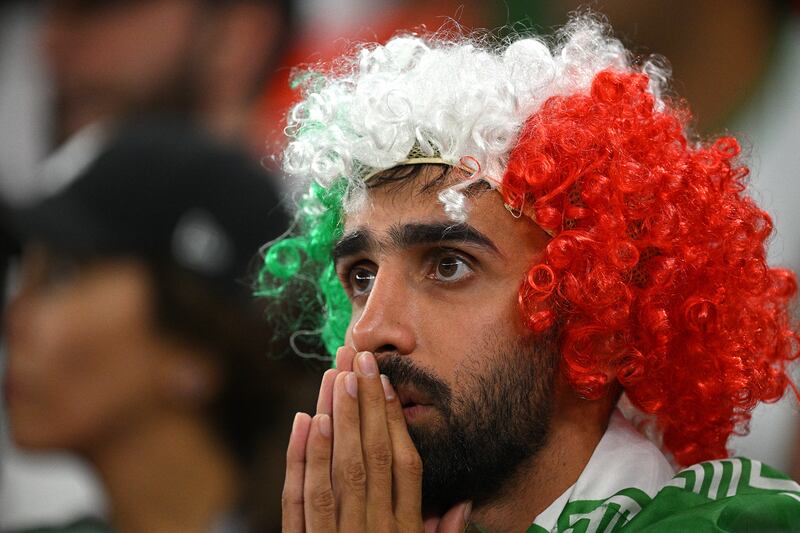 Iranian fans love wacky wigs, too. Getty Images