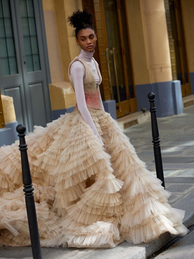 through the lens: Photography | Chantelle Dosser 
fashion director | Sarah Maisey

multilayer silk tulle dress with crystallised bodice, Rami Al Ali Haute Couture. Top (worn underneath), stylist’s own 