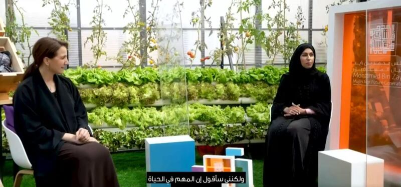 Mariam Al Mheiri and Hessa Buhumaid visit Gracia Farm, which uses agricultural technology to produce food in the UAE’s arid climate. The National