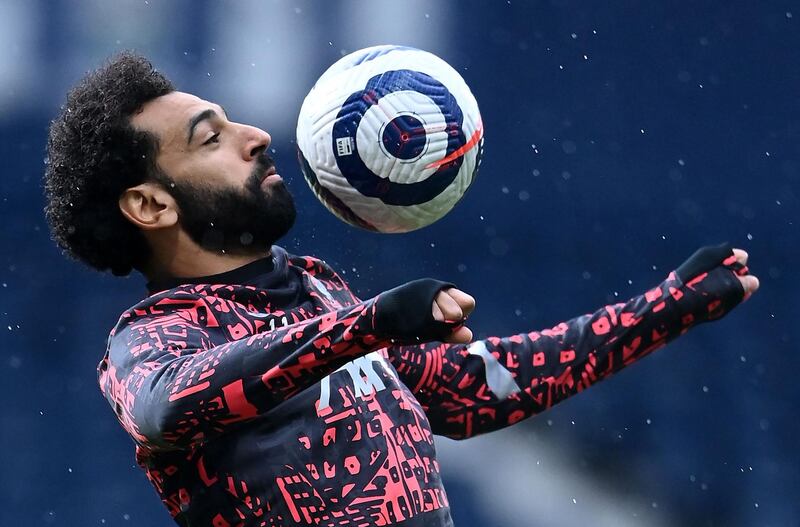 Liverpool attacker Mohamed Salah warms-up ahead of the Premier League game against West Bromwich Albion at The Hawthorns, on Sunday, May 16. AFP