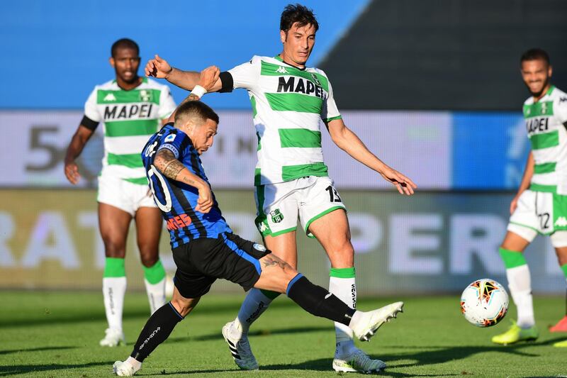 Papu Gomez scores for Atalanta but the goal was disallowed. AFP
