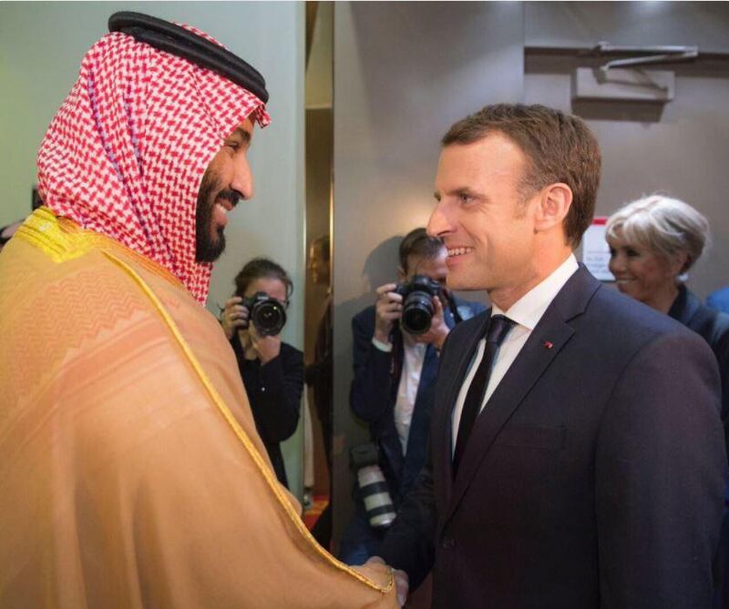 French President Emmanuel Macron flew to Riyadh to meet with Saudi Arabia's Crown Prince Mohammed bin Salman. SPA