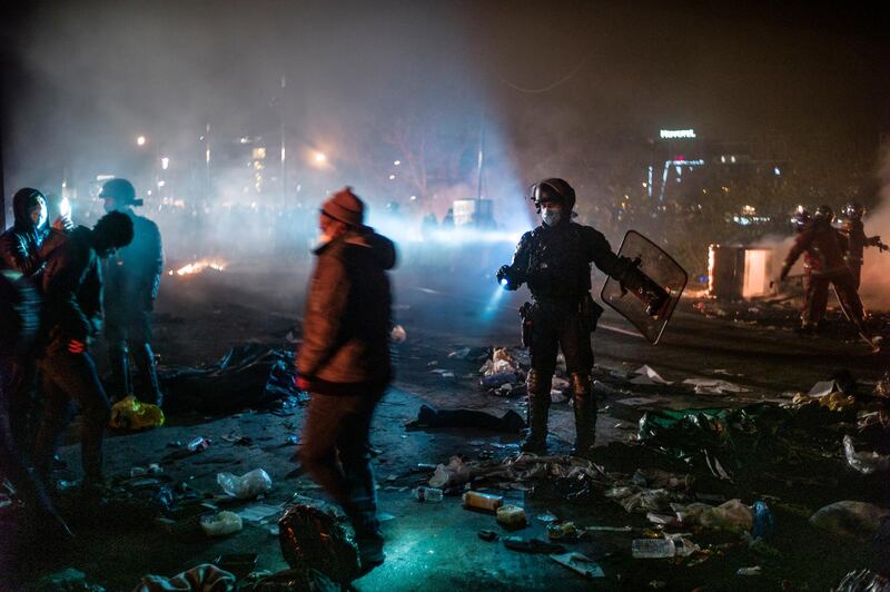 French forces dismantling the camp evacuated about 2,500 people. EPA