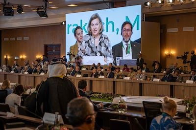 Victoria Nuland speaks during the ministerial meeting of the coalition against ISIS in Marrakech. AFP