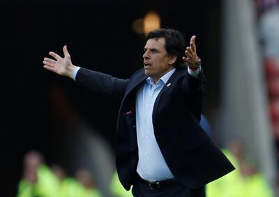 Soccer Football - Championship - Sunderland v Burton Albion - Stadium of Light, Sunderland, Britain - April 21, 2018  Sunderland manager Chris Coleman reacts  Action Images/Lee Smith  EDITORIAL USE ONLY. No use with unauthorized audio, video, data, fixture lists, club/league logos or "live" services. Online in-match use limited to 75 images, no video emulation. No use in betting, games or single club/league/player publications. Please contact your account representative for further details.