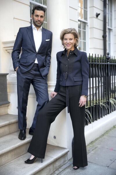 LONDON. 19th January 2018. Amanda Staveley and Mehradad Ghodoussi outside their home in London. Stephen Lock for the National 