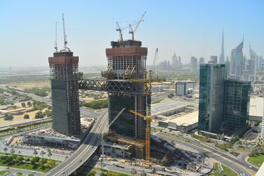 Construction on One Zaabeel reaches a milestone after lifting the 192-metre section of The Link that connects the two towers. Courtesy: Ithra Dubai