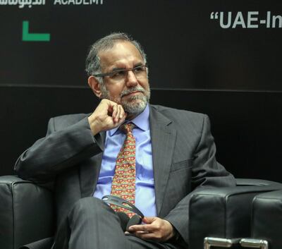 Abu Dhabi, U.A.E., February 7, 2018.  Positive Diplomatic ties between the UAE and India reinforced at the Emirates Diplomatic Academy.   H.E. Navdeep Suri, Indian Ambassador to the UAE.
Victor Besa / The National
National
Reporter:  Caline Malek