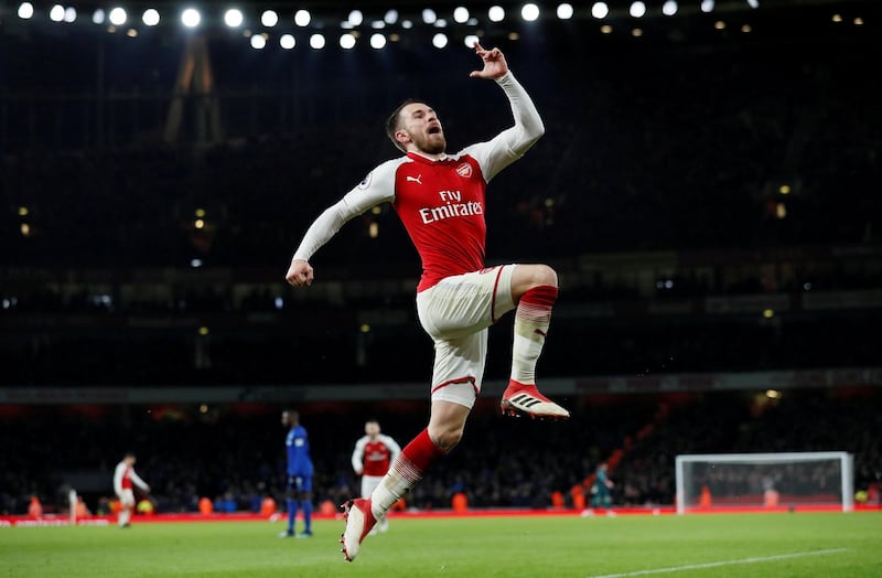 Centre midfield: Aaron Ramsey (Arsenal) – Upstaged Arsenal’s newcomers with the first hat-trick of his career in the 5-1 thrashing of Everton to show what a fine finisher he is. David Klein / Reuters