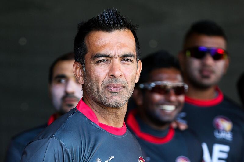 NELSON, NEW ZEALAND - FEBRUARY 19:  Mohamed Tauqir of the United Arab Emirates looks on during the 2015 ICC Cricket World Cup match between Zimbabwe and the United Arab Emirates at Saxton Field on February 19, 2015 in Nelson, New Zealand.  (Photo by Hagen Hopkins/Getty Images)