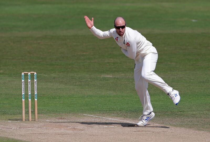 CANTERBURY, ENGLAND - JULY 17: Jack Leach of England Lions bowls the ball during the match between England Lions and Australia A at The Spitfire Ground on July 17, 2019 in Canterbury, England. (Photo by Henry Browne/Getty Images)