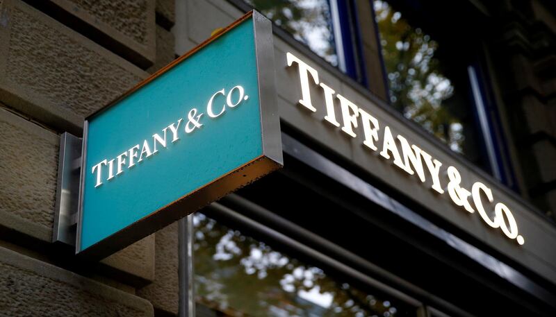 FILE PHOTO: The logo of U.S. jeweller Tiffany & Co. is seen at a store at the Bahnhofstrasse shopping street in Zurich, Switzerland October 26, 2016.   REUTERS/Arnd Wiegmann/File Photo