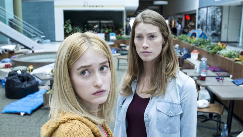 From l to r Alex Copeland (Gus Birney) and her mother Eve Copeland (Alyssa Sutherland) get stranded at the mall when foreboding mist that arrives in one small town ushering in a new reality for their residents, putting their humanity to the test.  Based on a story by Stephen King, Spike TV's THE MIST premieres on Thursday, June 22 at 10 pm ET/PT.