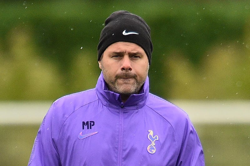 Tottenham Hotspur's Argentinian head coach Mauricio Pochettino attends a team training session at Tottenham Hotspur's Enfield Training Centre, in north London on October 21, 2019, ahead of their UEFA Champions League Group B football match against Red Star Belgrade. / AFP / Glyn KIRK                          
