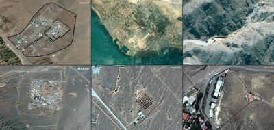 Satellite images of several of Iran's nuclear facilities. AFP