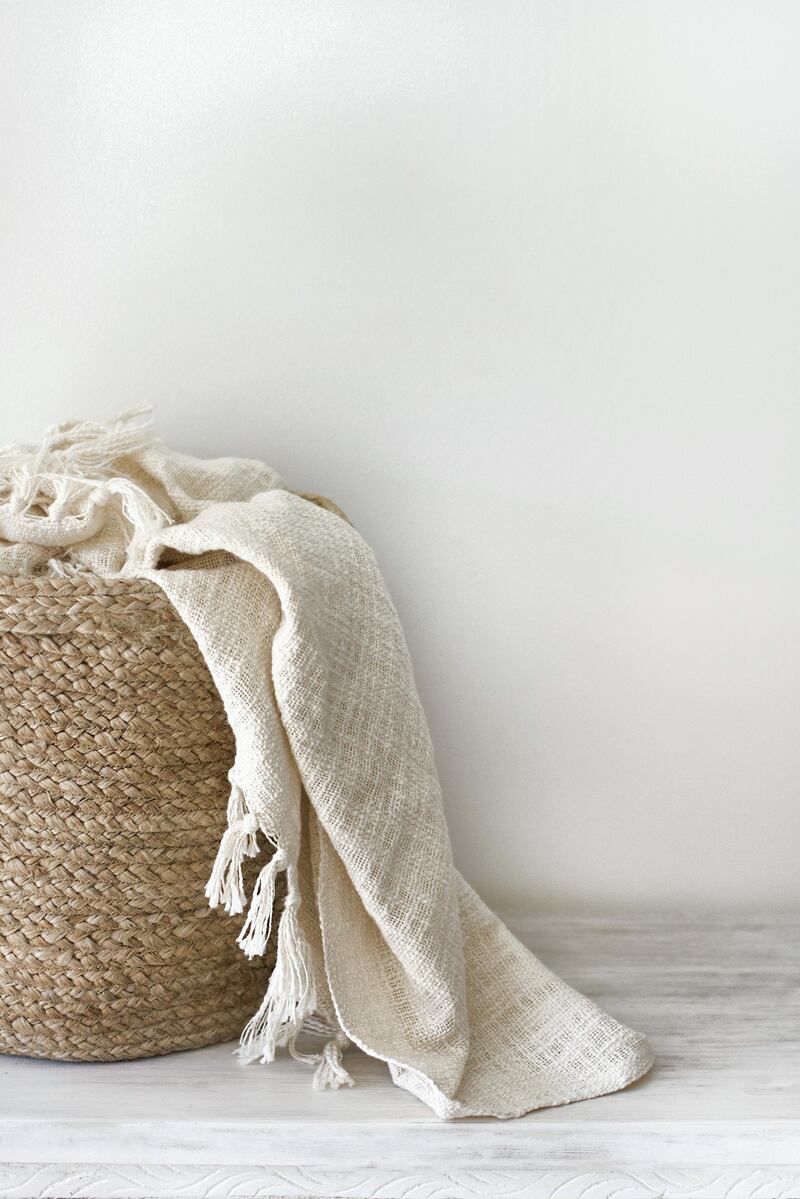 A basket and throw made from organic fabrics, at Bound No.82.