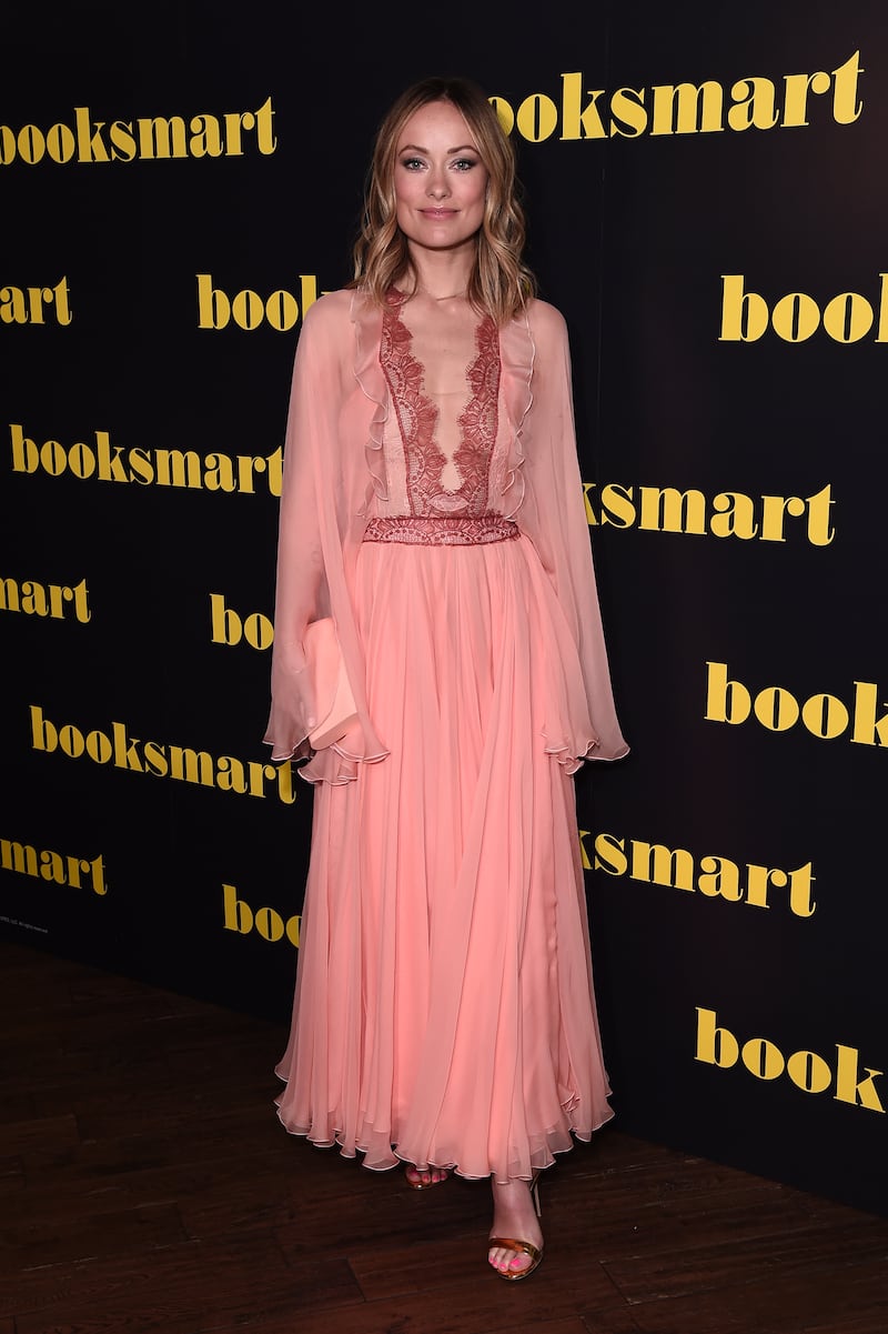 Olivia Wilde attends the 'Booksmart' gala screening in Giambattista Valli at Picturehouse Central in London, England, on May 7, 2019.