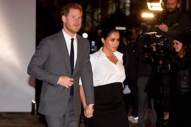 Prince Harry, Duke of Sussex, and Meghan, Duchess of Sussex, arrive at the Endeavour Fund Awards in London on February 7, 2019. EPA