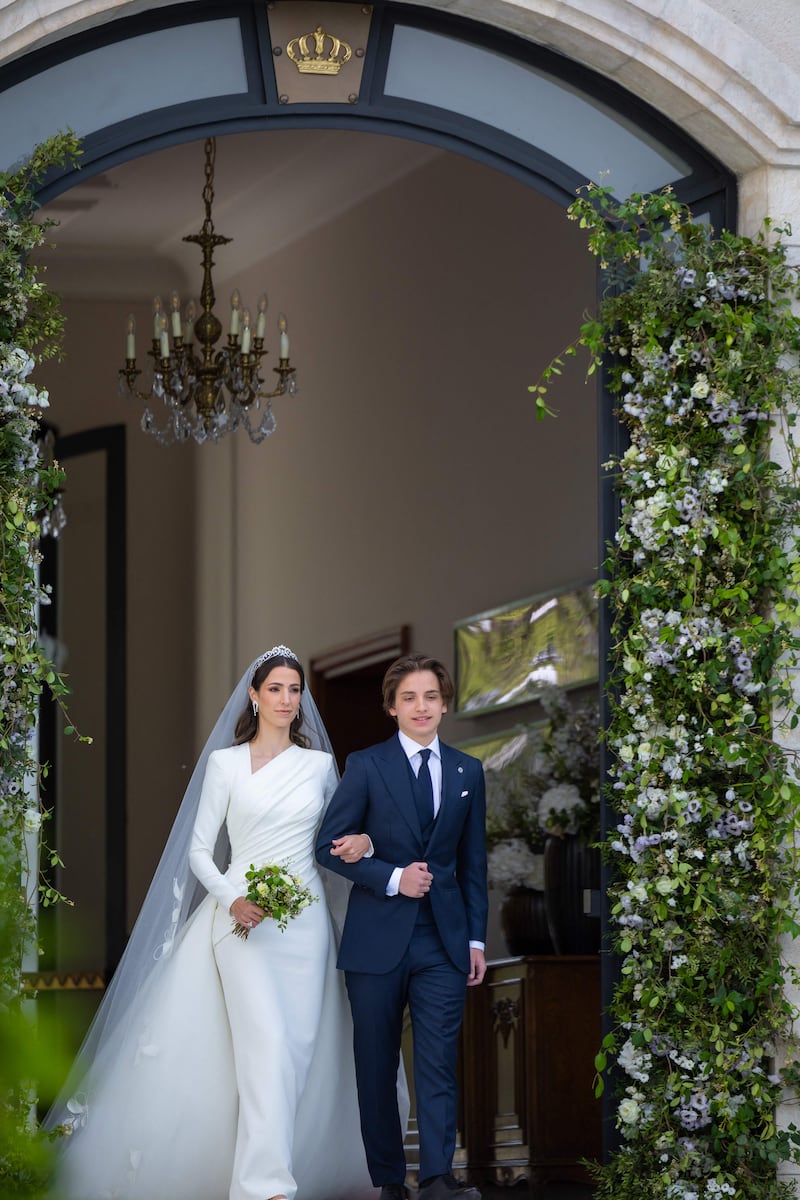 Princess Rajwa wore a custom wedding gown by Lebanese designer Elie Saab. AFP