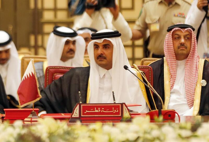 The Qatari emir, Sheikh Tamim bin Hamad Al Thani, attends a Gulf Cooperation Council (GCC) summit in the Bahraini capital, Manama, on December 6, 2016. AFP

