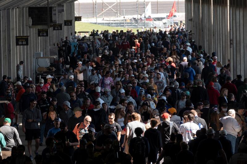 Spectators arrive for the Indy 500, the largest attended sporting event in the world since the start of the coronavirus pandemic. Reuters