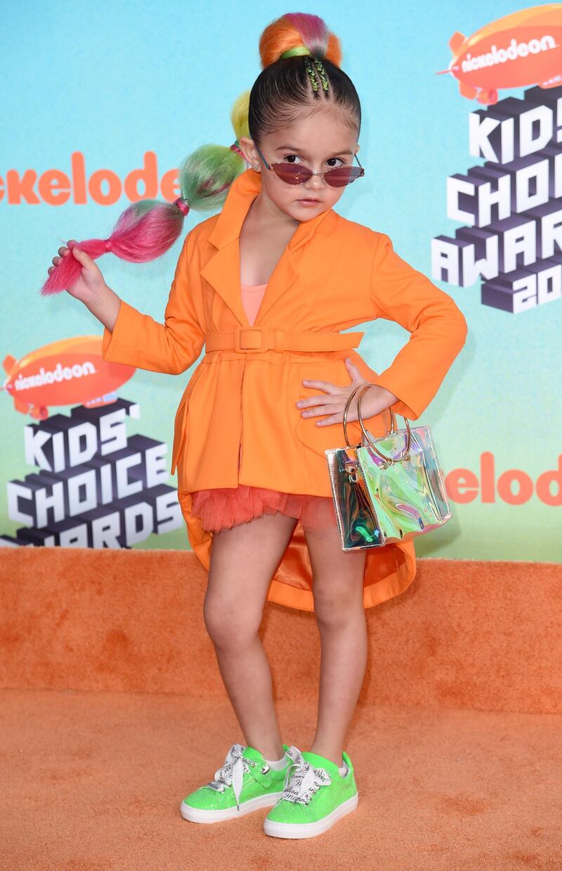 Tylen Biggs arrives at the Nickelodeon Kids' Choice Awards on Saturday. AP