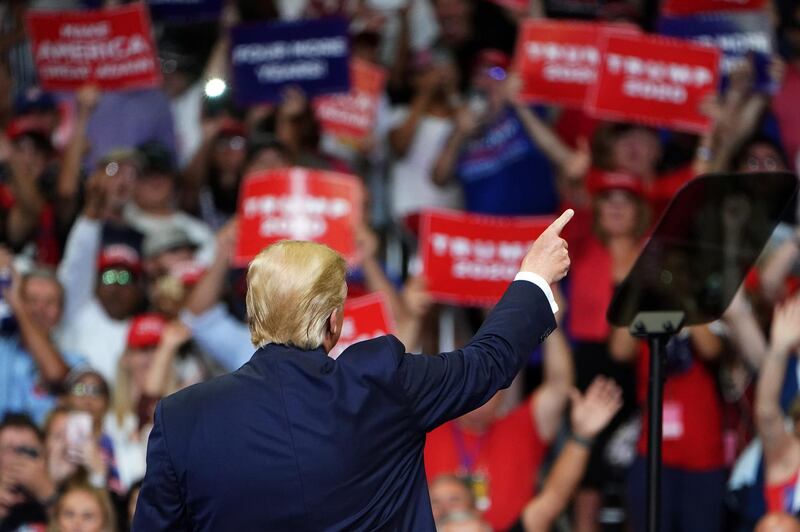 Donald Trump speaks at a campaign kick off rally at the Amway Center in Orlando, Florida.  Reuters