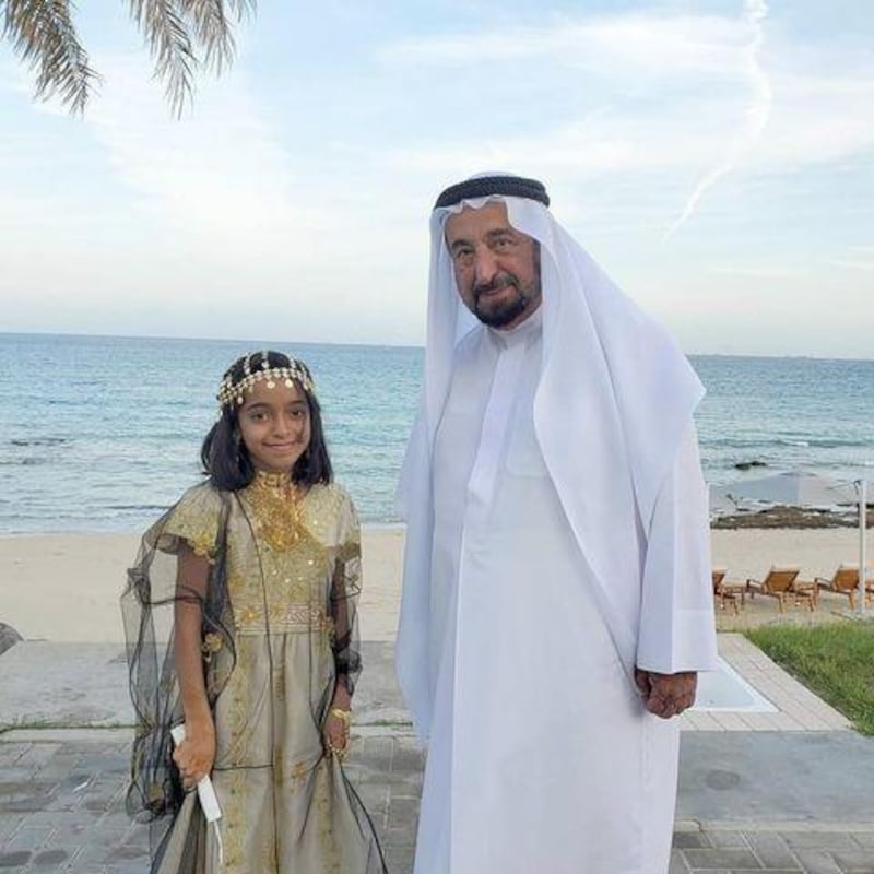 Rayan Al Khori with Sharjah Ruler Sheikh Dr Sultan bin Muhammad Al Qasimi. Courtesy: Sheikh Dr Sultan / Instagram