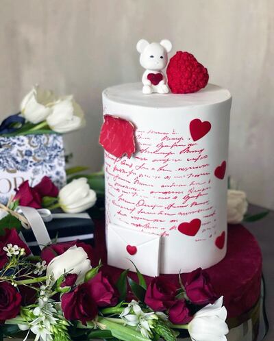 A Valentine’s Day cake created by Alia’s funky kitchen. Credit Alia’s funky kitchen