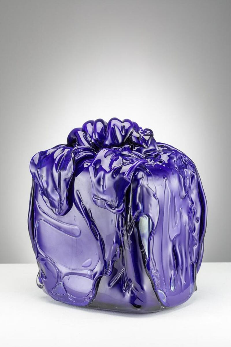 Osman Yousefzada, Untitled 2 from the Wrapped Objects collection, 2022, hand-blown Murano glass, 35 x 27cm. Photo: Osman Yousefzada