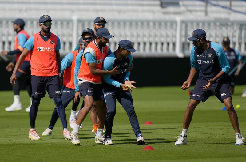 Indian players warm up at Lord's.