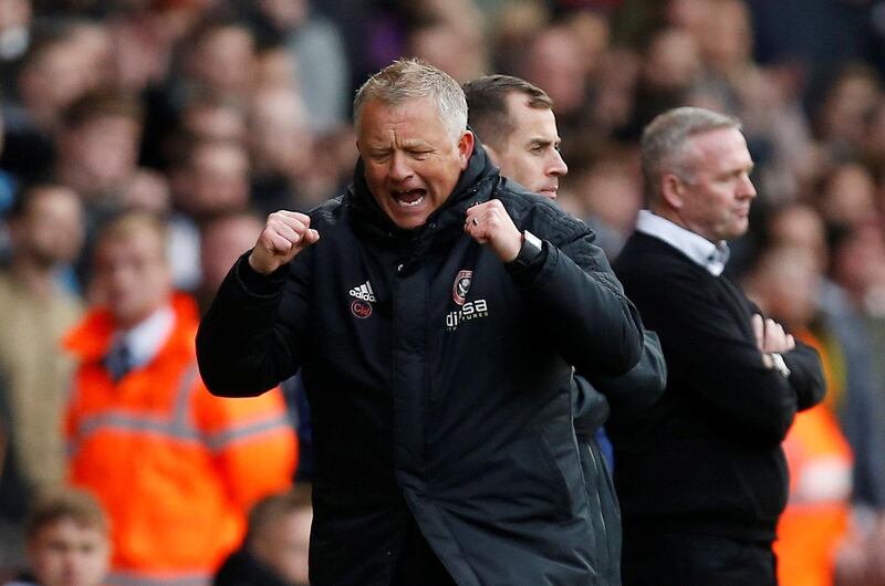 Chris Wilder reacts on the touchline. Action Images