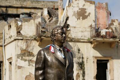 FILE PHOTO: The monument of the former assassinated Prime Minister Rafik al-Hariri is seen after its inauguration on Thursday marking the third anniversary of his killing in Beirut February 15, 2008. REUTERS/Jamal Saidi/File Photo